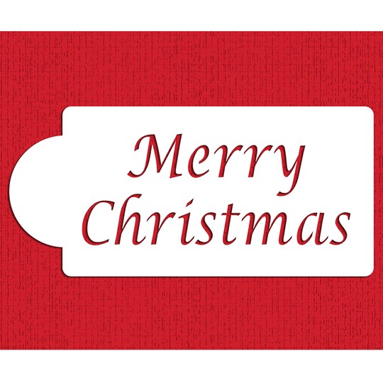 Designer Stencils; Merry Christmas Cake Stencil | C016 by Designer Stencils | Cake Decorating Tools | Baking Stencils for Royal Icing, Airbrush, Dusting Powder | Reusable Plastic Food Grade Stencil for Cakes & Cookies | Easy to Use & Clean Cake & Cookie Stencil; Category:Cake Decorating Tools; Image:1